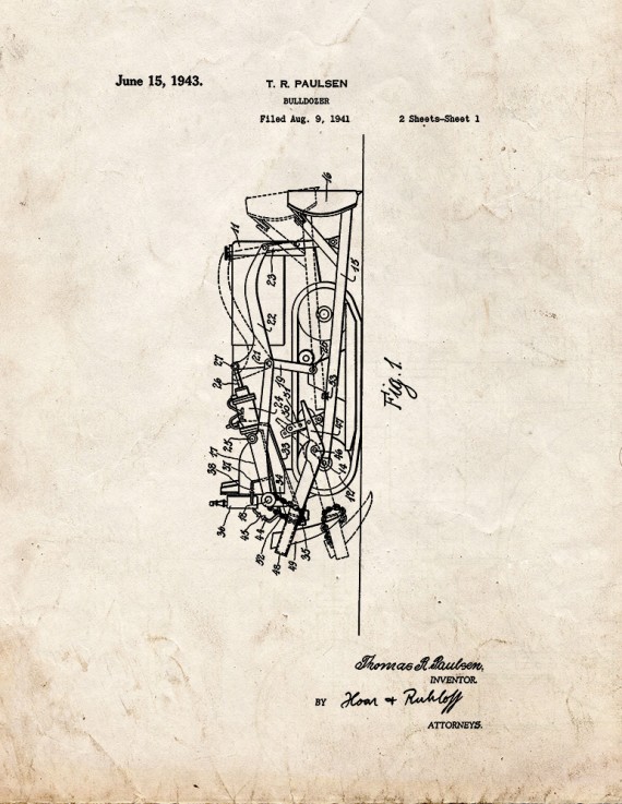 Bulldozer Patent Print