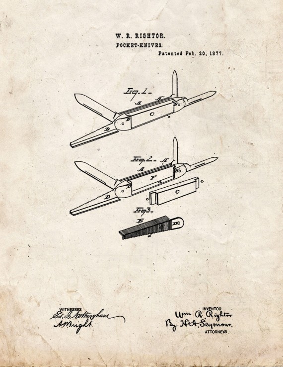 Pocket Knife Patent Print
