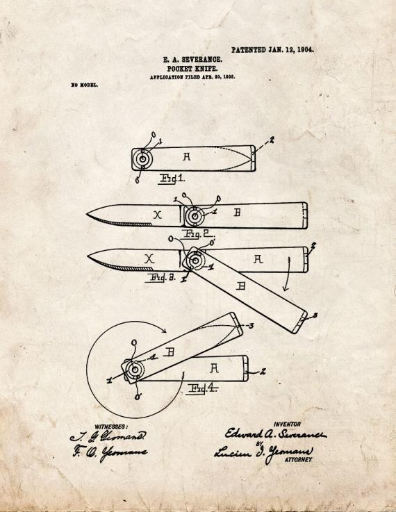 Pocket Knife Patent Print