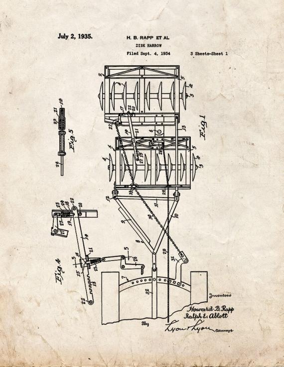 Disk Harrow Patent Print