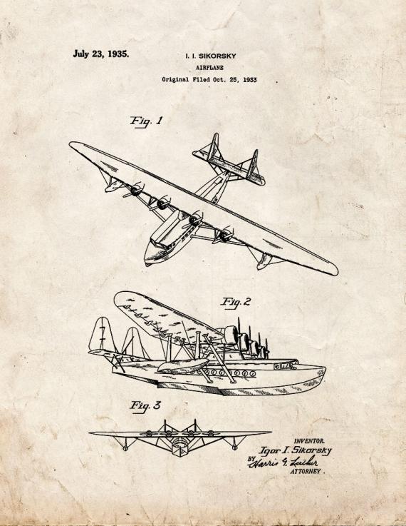 Airplane Patent Print