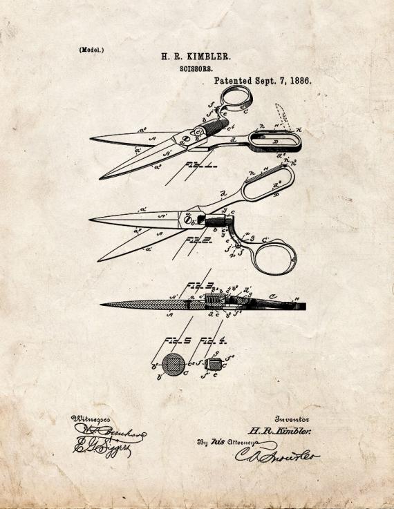 Scissors Patent Print