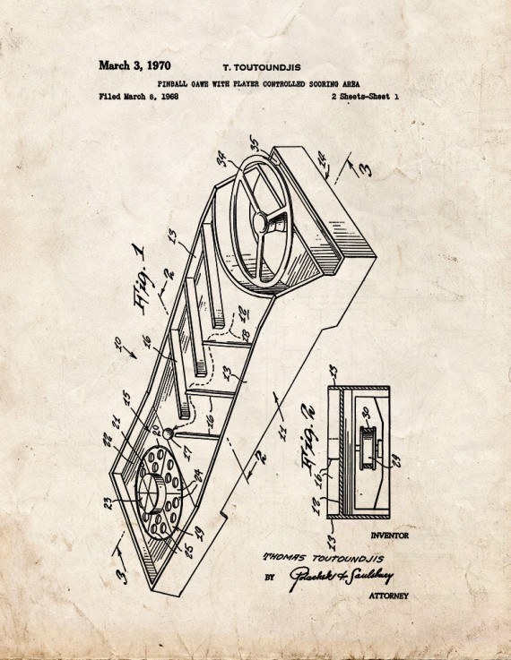 Pinball Game With Player Controlled Scoring Area Patent Print