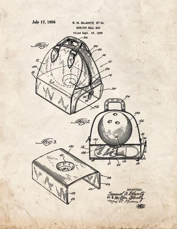 Bowling Ball Bag Patent Print