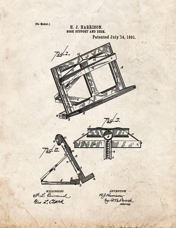 Book Support And Desk Patent Print