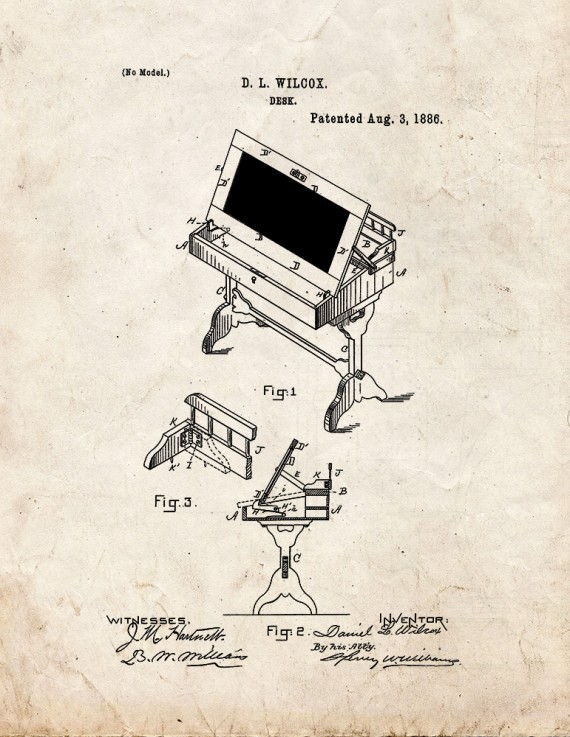 School Desk Patent Print