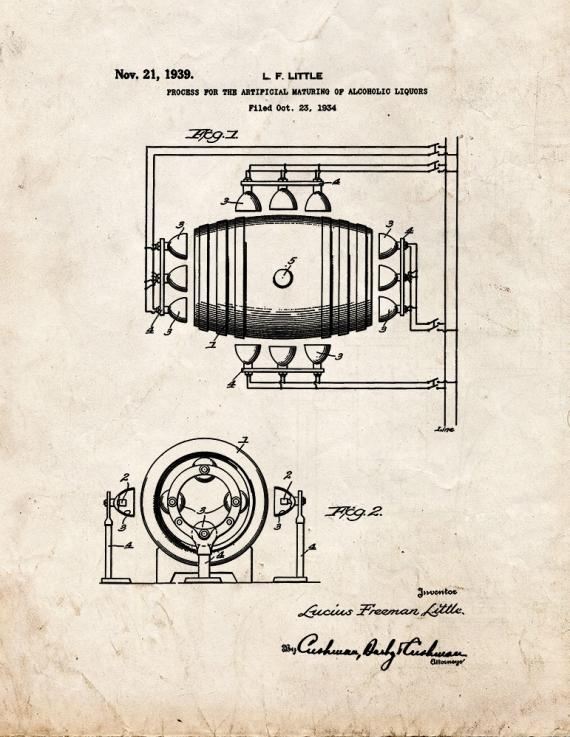 Process for The Artificial Maturing Of Alcoholic Liquors Patent Print