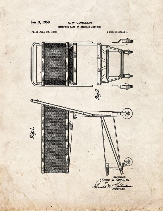 Shopping Cart Patent Print