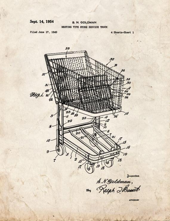 Shopping Cart Patent Print