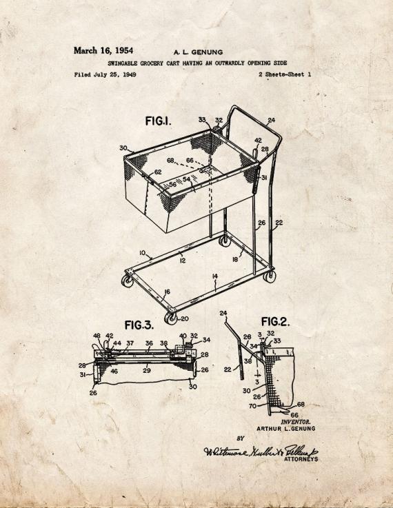 Grocery Cart Patent Print