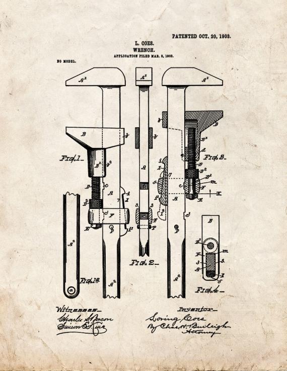 Wrench Patent Print