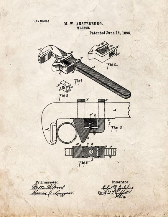 Wrench Patent Print