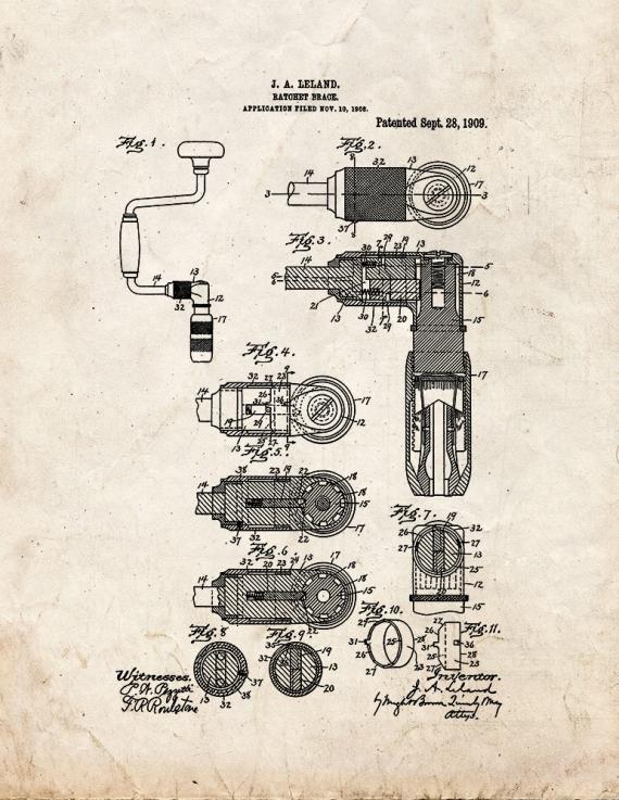 Ratchet-brace Patent Print