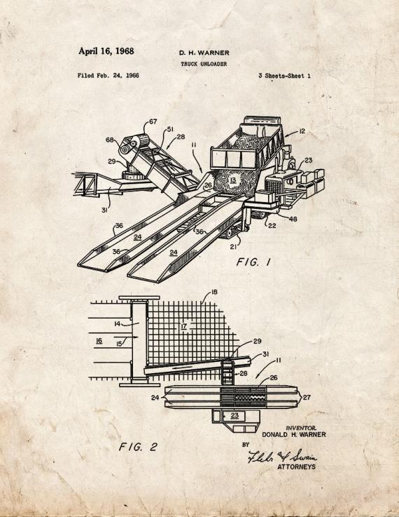 Truck Unloader Patent Print