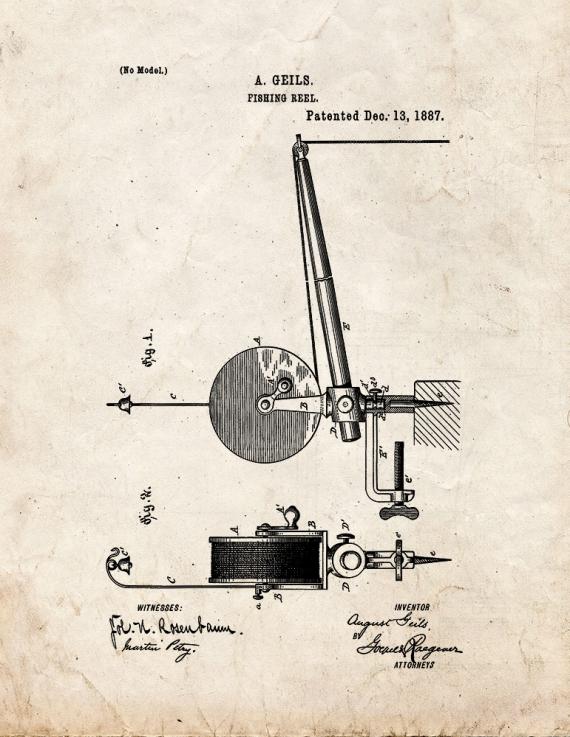 Fishing Reel Patent Print