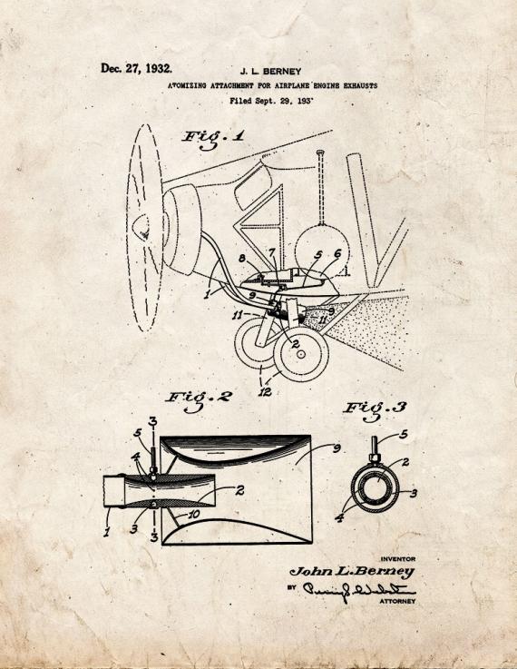 Atomizing Attachment for Airplane Engine Exhausts Patent Print
