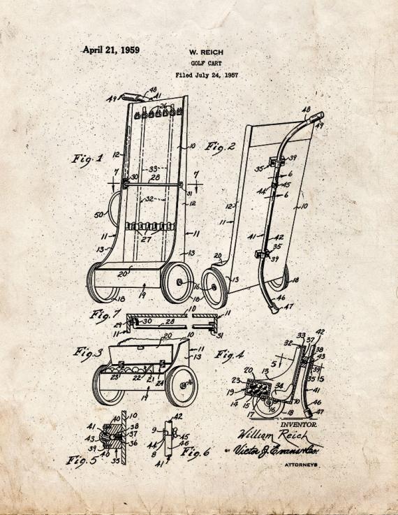 Golf Cart Patent Print