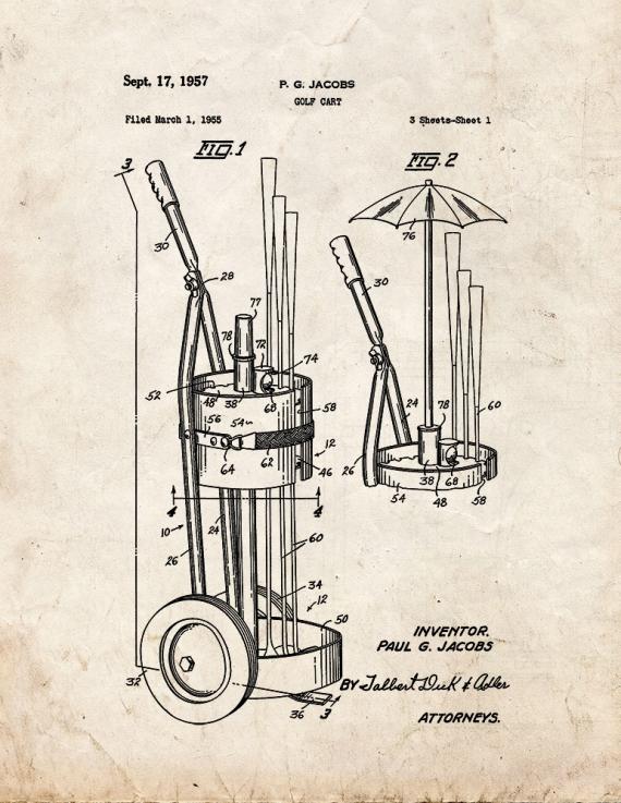 Golf Cart Patent Print
