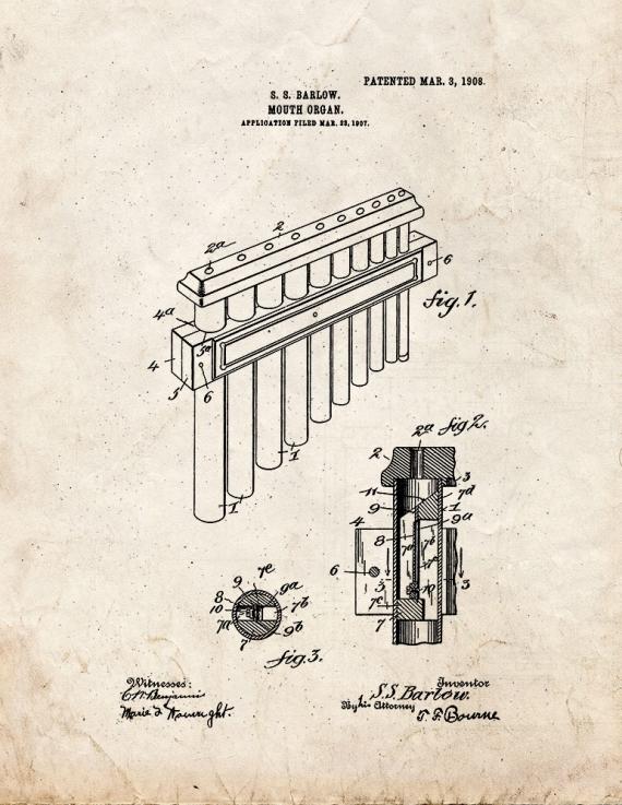 Mouth-organ Patent Print