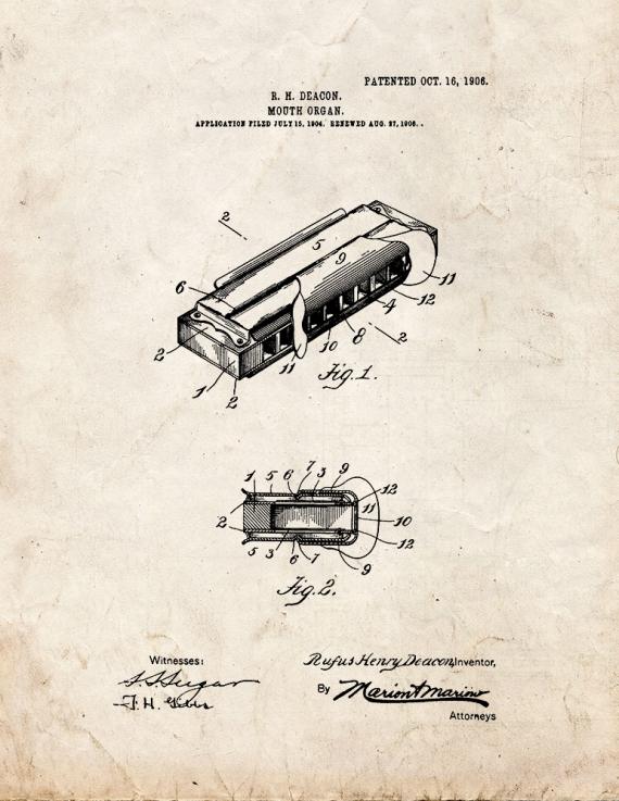 Harmonica Patent Print