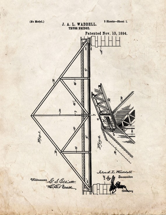 Truss Bridge Patent Print