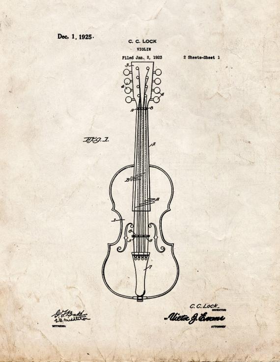 Violin Patent Print