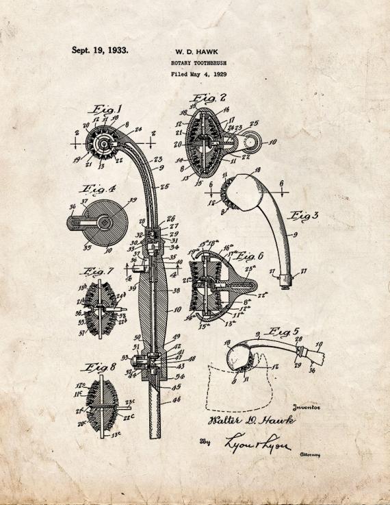 Rotary Toothbrush Patent Print