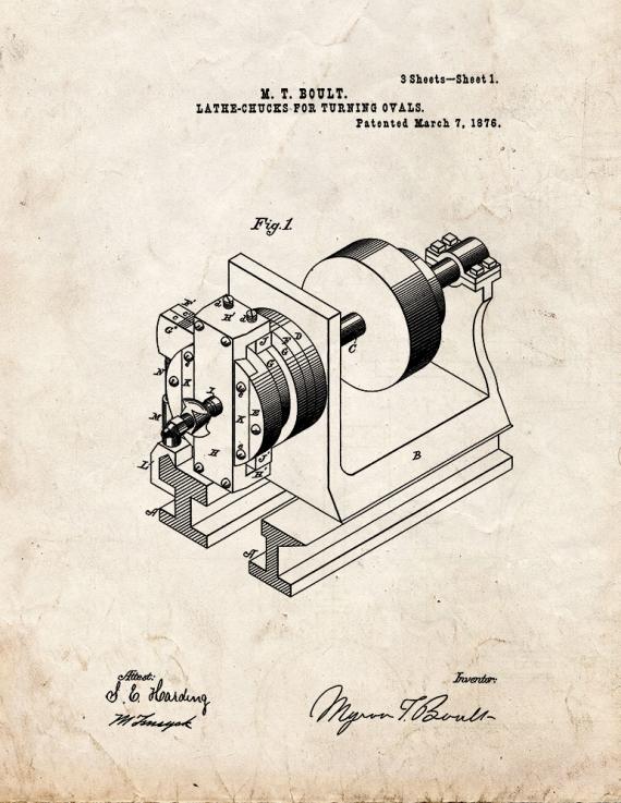 Lathe-Chucks For Turning Ovals Patent Print