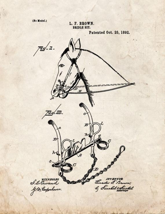 Bridle Bit Patent Print
