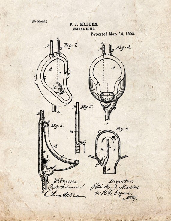 Urinal Bowl Patent Print