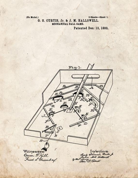 Mechanical Ball Game Patent Print