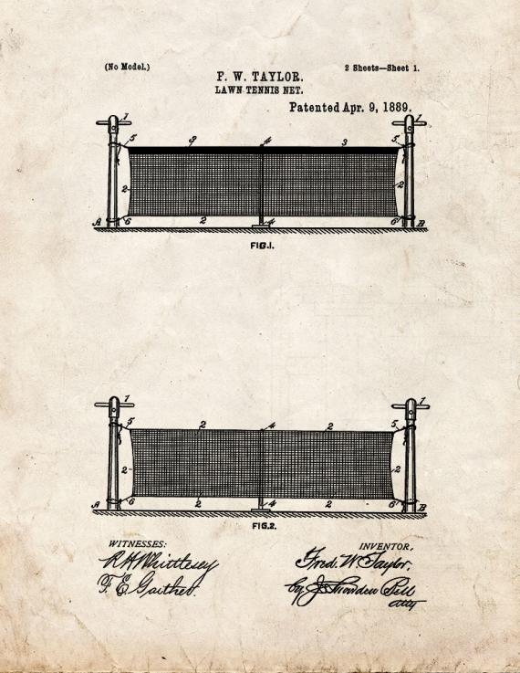 Lawn Tennis Net Patent Print