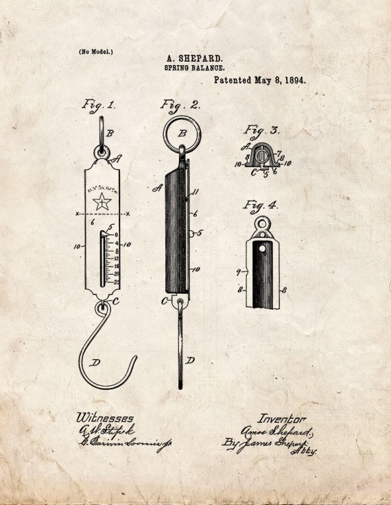 Spring Balance Patent Print