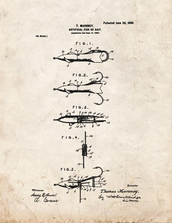 Artificial Fish Bait Patent Print