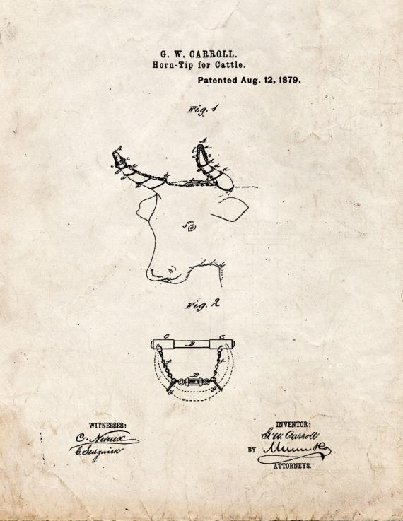 Horn-Tip For Cattle Patent Print