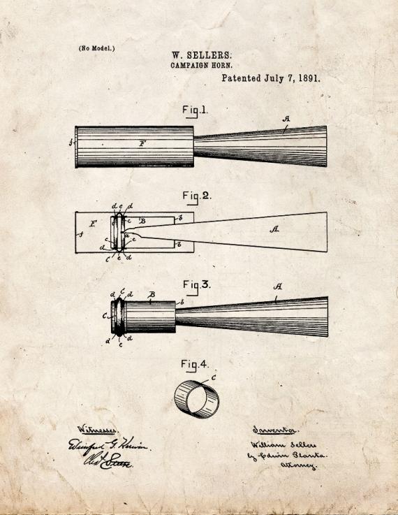 Campaign Horn Patent Print