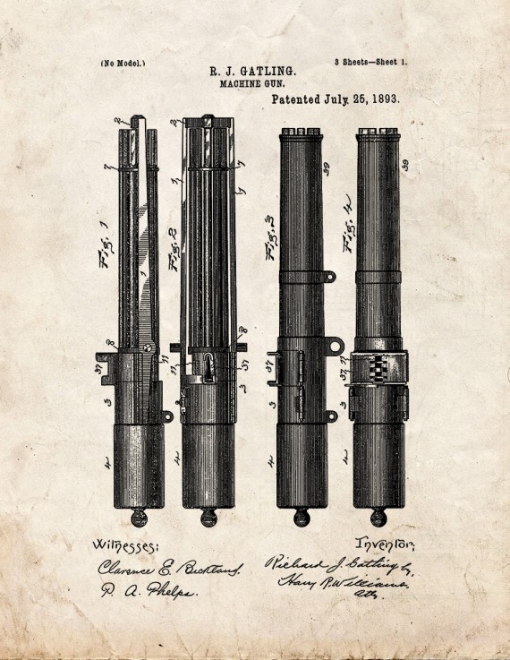 Gatling Gun Patent Print