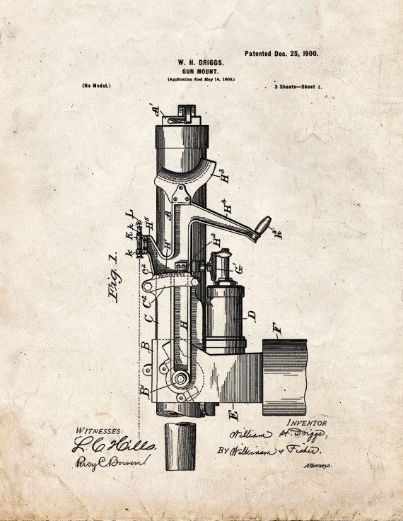 Gun-mount Patent Print