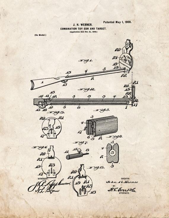 Combination Toy Gun and Target Patent Print