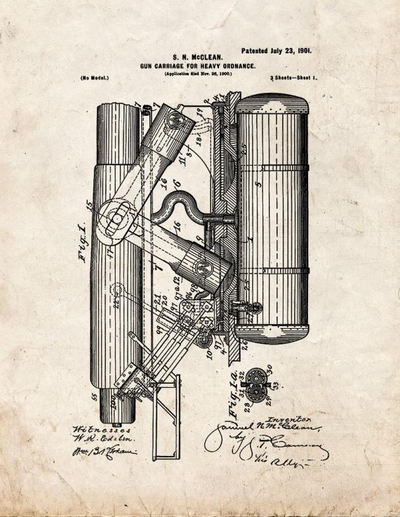 Gun-carriage for Heavy Ordnance Patent Print
