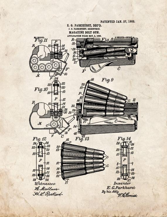 Magazine Bolt-gun Patent Print