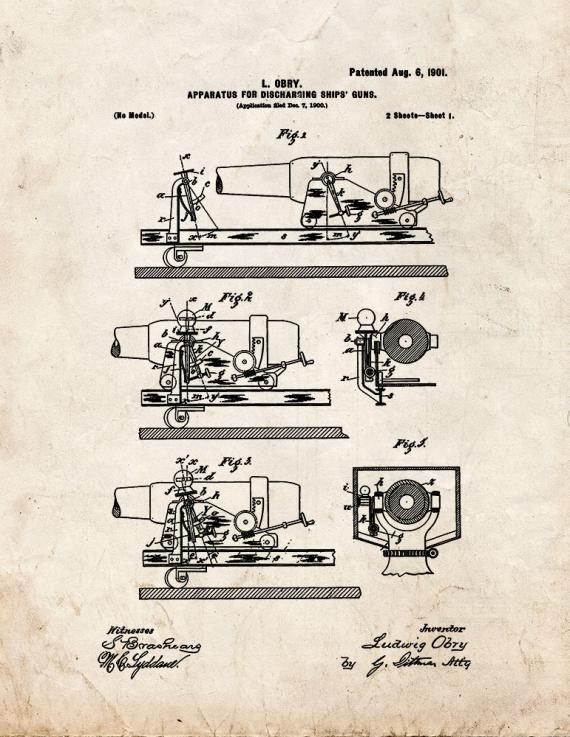 Ship Cannon Patent Print