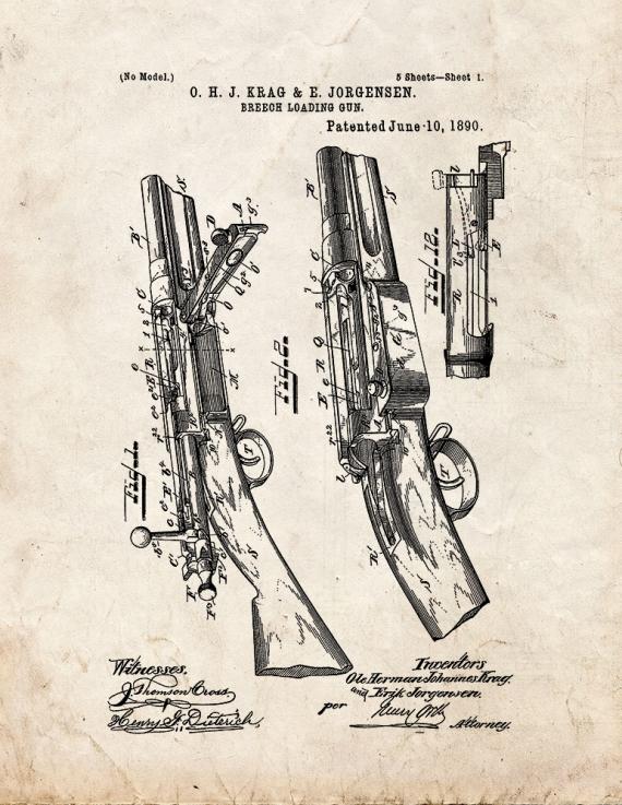 Breech Loading Gun Patent Print