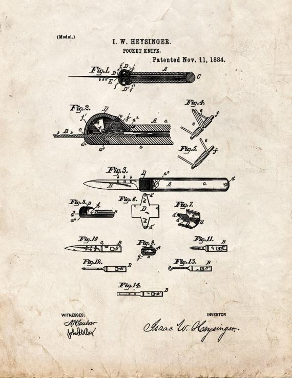 Pocket Knife Patent Print