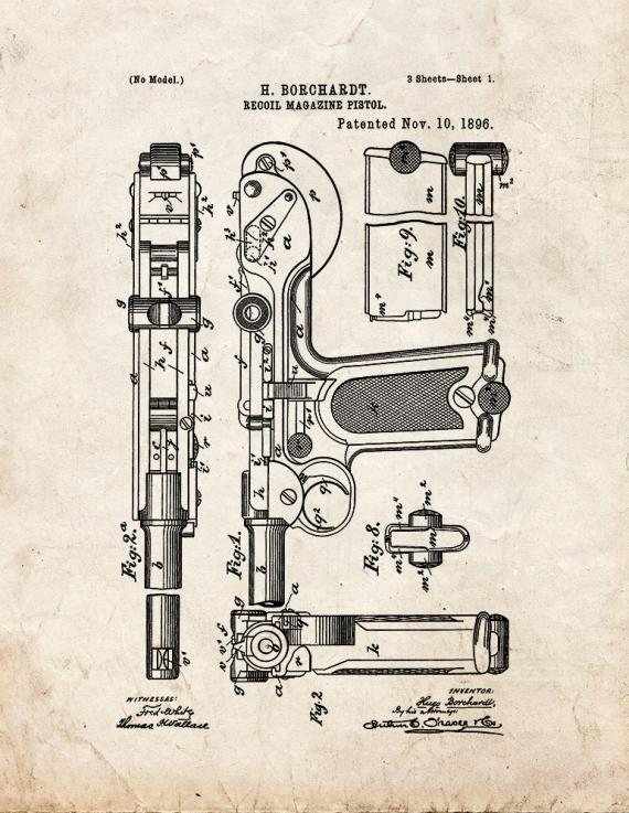 Recoil Magazine Pistol Patent Print