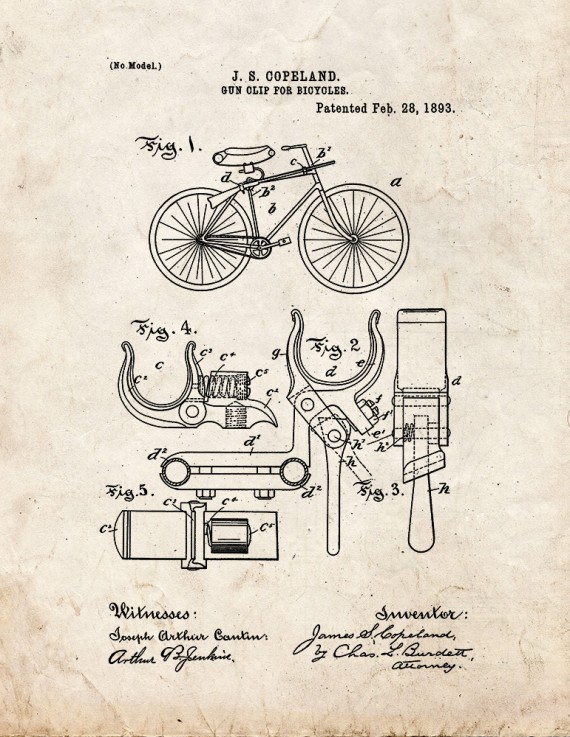 Gun Clip For Bicycles Patent Print