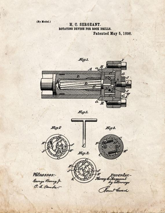 Rotating Device For Rock Drills Patent Print