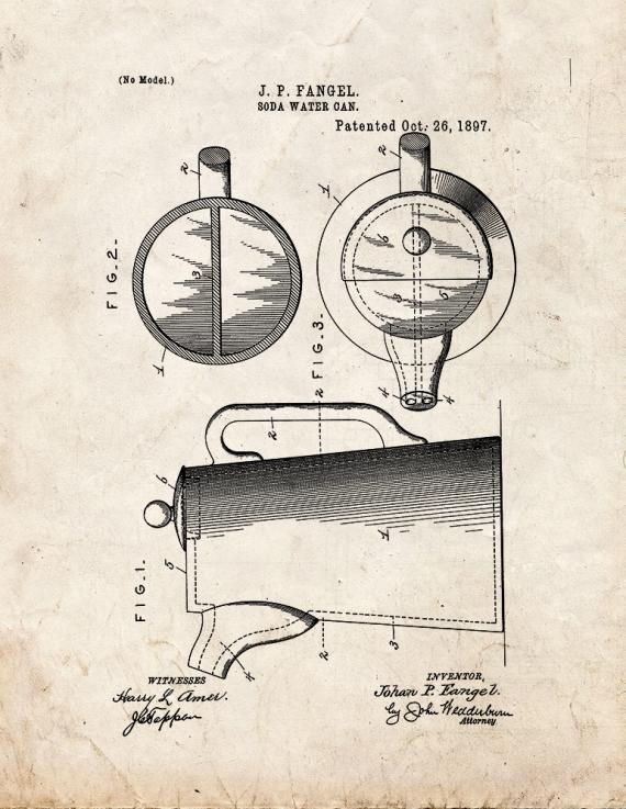 Soda Water Can Patent Print