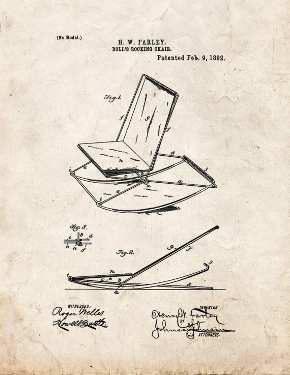 Doll's Rocking Chair Patent Print