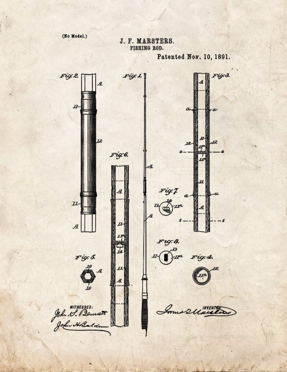 Fishing Rod Patent Print